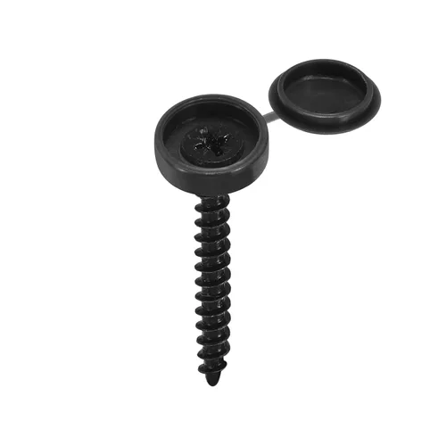 Vista 4 de uxcell 100 tapas de rosca con bisagras de 0.118 pulgadas (0.118 in), cubiertas de plástico para tornillos plegables para arandela, cubierta