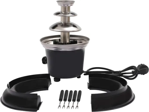 Vista 3 de Máquina de fuente de chocolate de 3 niveles, 40 W, 120 V, 1 libra, máquina eléctrica de fuente de fondue de chocolate de acero inoxidable, máquina