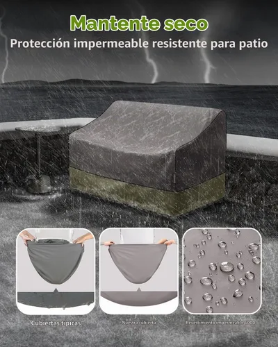 Vista 3 de KylinLucky Fundas para sofá tipo loveseat de patio, 48W x 26D x 33H pulgadas, Fundas impermeables para sofá de exterior de 2 plazas en gris
