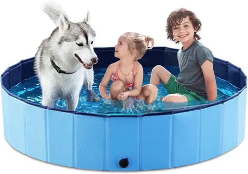 Vista 19 de Jasonwell Piscina plegable para perros, piscina plegable de plástico duro, piscina portátil para niños y mascotas, bañera para cachorros pequeños