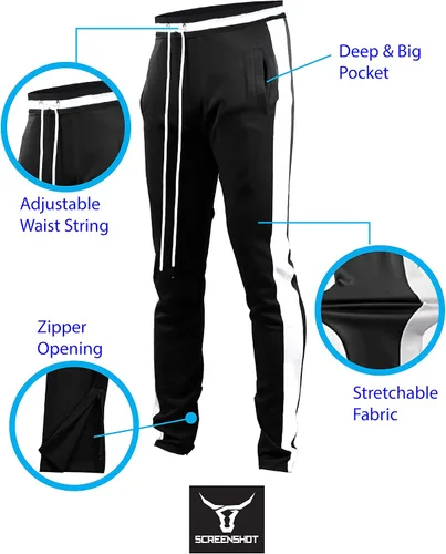Vista 3 de SCREENSHOT -TRACK PANTS S41700 - Pantalones deportivos para hombre, de alta calidad, ajustados, atléticos, a la moda, estilo urbano