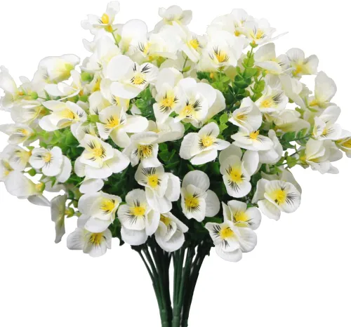 Vista 2 de 6 paquetes de flores artificiales de orquídea, vegetación artificial artificial resistente a los rayos UV, no se decolora, flores de plástico Azul
