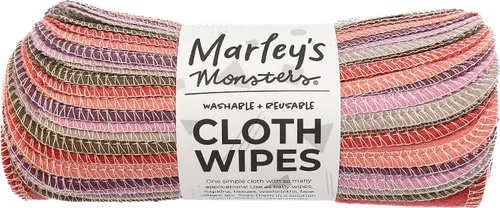 Vista 10 de Marley's Monsters Toallitas de tela reutilizables, paquete de 24 unidades, lavables, de algodón, sin papel (Ártico)