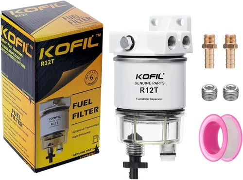 Vista 8 de R12T Separador de Combustible y Agua Marino Filtro de Combustible Marino/Ensamble Separador de Agua, Paquete de 2 para Motor Fuera de Borda Motor