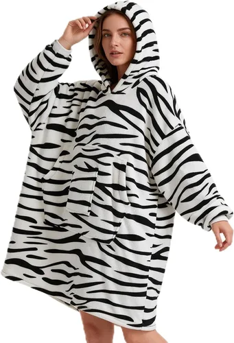Vista 22 de REDESS Blanket Hoodie Sweatshirt, Wearable Blanket Oversized Sherpa Hoodie Beige