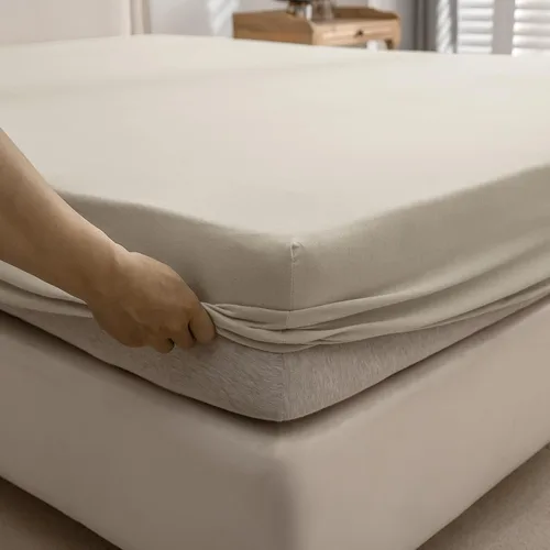 Vista 31 de PURE ERA Sábana bajera ajustable de algodón de punto de jersey (sin sábana encimera ni fundas de almohada) con bolsillo profundo de hasta 15 a 20