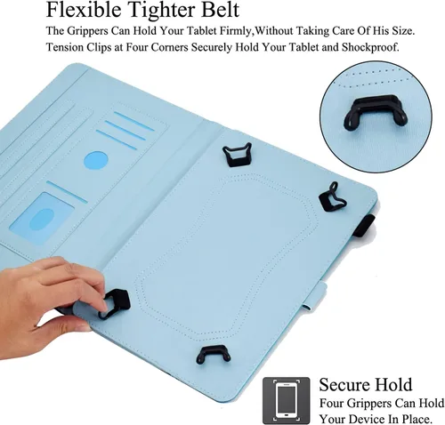 Vista 3 de Funda universal para tablet Android de 10 10.1 pulgadas para iPad, funda con soporte de visión multiángulo, funda protectora de piel sintética Playa