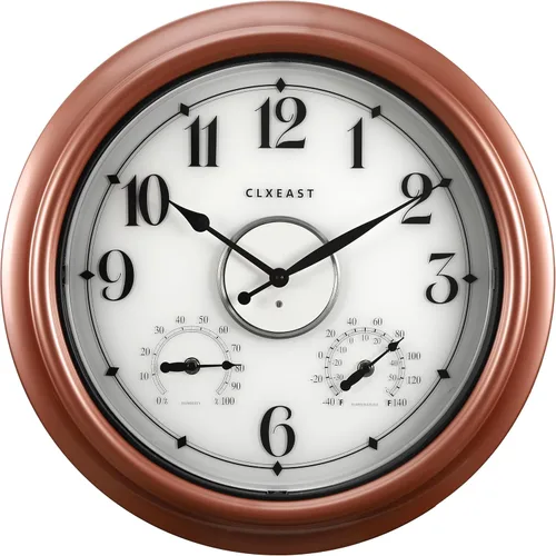 Vista 2 de CLXEAST Relojes iluminados de 18 pulgadas para interior y exterior con sensor inteligente, reloj de pared moderno estilo granja con temperatura