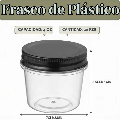 Vista 2 de novelinks Tarros de plástico transparente de 4 onzas con tapas negras, pequeños recipientes redondos reutilizables para alimentos, especias Negro