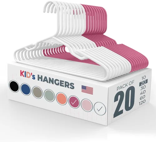 Vista 10 de Perchas de plástico para niños de 12 pulgadas, paquete de 10 unidades, fabricadas en los Estados Unidos, capacidad de 5 libras, perchas para ropa