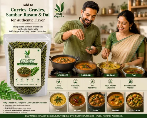 Vista 2 de BSD Organics Hojas De Curry/Karuveppillai Hojas Secas Gránulos - 250 Gm