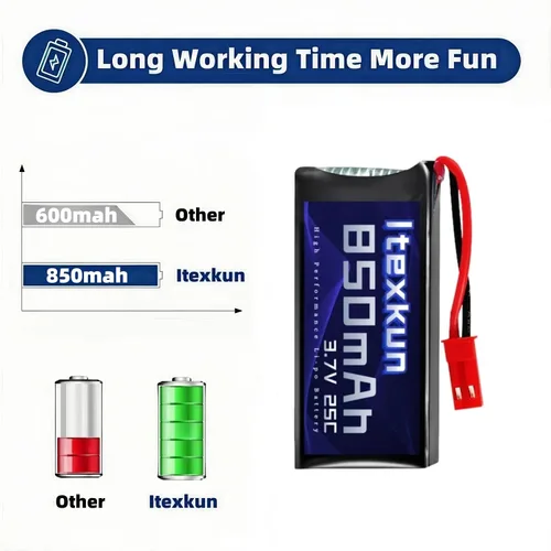 Vista 5 de Batería li-po de 3.7 V 850 mAh 25C JST Plug Baterías Lipo recargables con cargador USB para MJX X400 X400 W X800 Sky Viper S670 V950HD V950str s1750