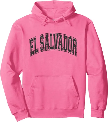 Vista 9 de El Salvador Arched Style Negro Texto y Contorno Sudadera Con Capucha