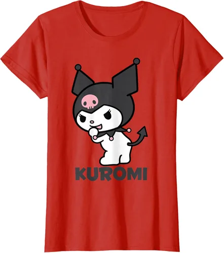 Vista 47 de Sanrio Kuromi - Camiseta con logotipo en la parte trasera Gris Oscuro