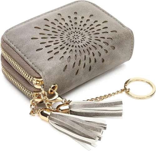 Vista 20 de APHISON RFID - Porta tarjeta de crédito con llavero, cartera pequeña con cremallera para mujer, Moderno