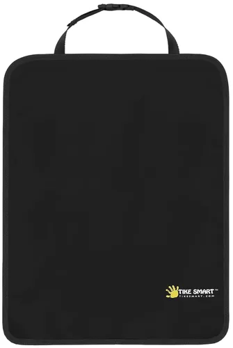 Vista 6 de Premium Clean-Edge Kick Mat, cobertor para asiento de auto con tiras invisibles y bordes rígidos, L, Negro