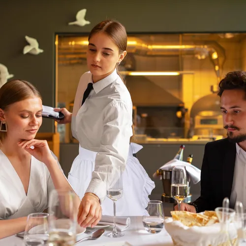 Vista 7 de Lusofie Delantal de Cintura Delantal Medio Delantal de Camarera Delantales de Cocina para Mujeres para Cocina Restaurante Restaurante Bistro Café