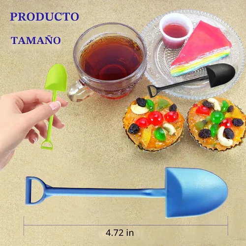 Vista 4 de OaaXbbECco Cucharas de postre plásticas desechables lindas de la forma de la pala de la novedad