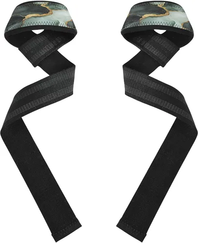 Vista 2 de Dark Green Gradient Marble Sage Green Black Lift Straps 26" Anti Slip Wrist Straps for Weightlifting, Bodybuilding, Strength Training