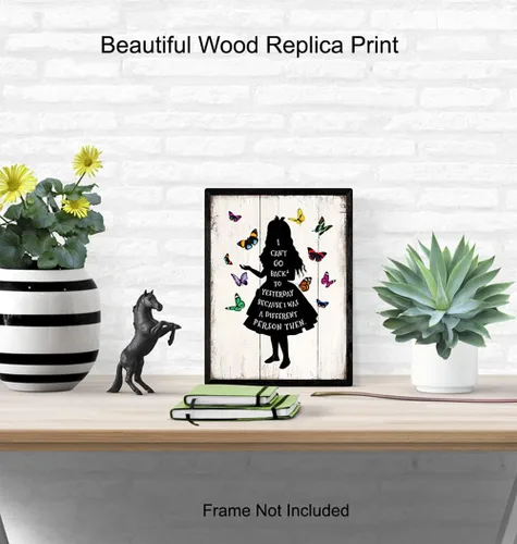 Vista 4 de Impresión artística de pared con cita del país de las maravillas de Alicia - Imagen fotográfica de 8 x 10 pulgadas, decoración única de habitación