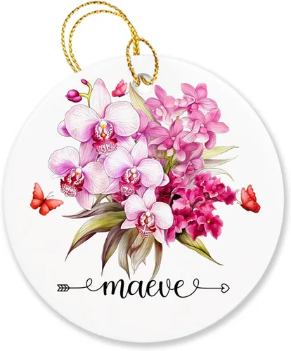 Vista 30 de Adorno personalizado de flor de azalea para la primera Navidad, adorno personalizado de Azalea 1ª Navidad, recuerdo de flores para amigos, regalo