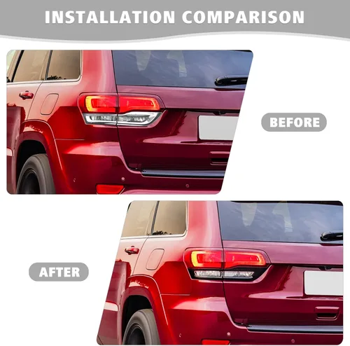 Vista 7 de Jimen Compatible con Jeep Grand Cherokee 2014-2020, 4 piezas de cubierta de luz trasera, accesorios exteriores (negro)