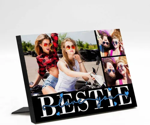 Vista 14 de M YESCUSTOM Marco de fotos personalizado con texto de amigos, marco de fotos de amistad para mejores amigos, panel de fotos Fover con pantalla