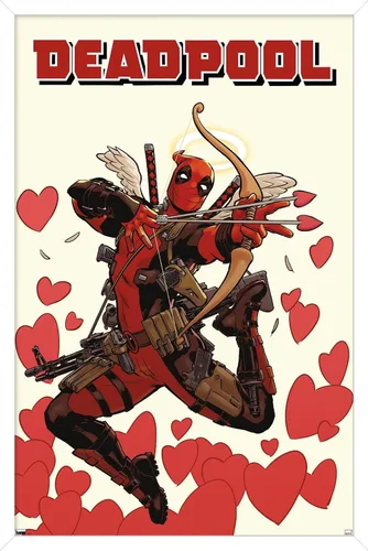 Vista 13 de Marvel Comics Deadpool - Póster de pared de Cupido, 22.4 pulgadas de largo x 14.7 pulgadas de ancho, versión enmarcada de madera de granero