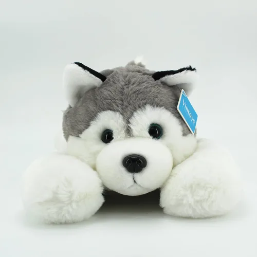 Vista 2 de Husky siberiano con bufanda de peluche para perro, cachorro de peluche, juguete de 20 pulgadas