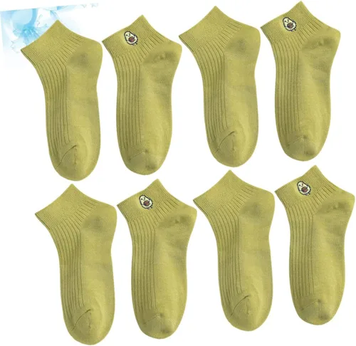 Vista 2 de USHOBE 4 Pairs Fashion Short Socks Lip Gloss for Girls Womens Socks Hosiery Girl Socks Short Ankle Socks Women