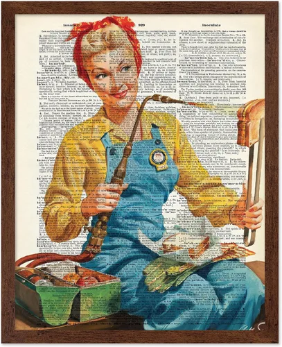 Vista 31 de Poster Master Póster de Arte del Diccionario - Impresión Retro de Mujer Soldadora - Arte de Sándwich de Queso a la Parrilla - Regalo para Ella