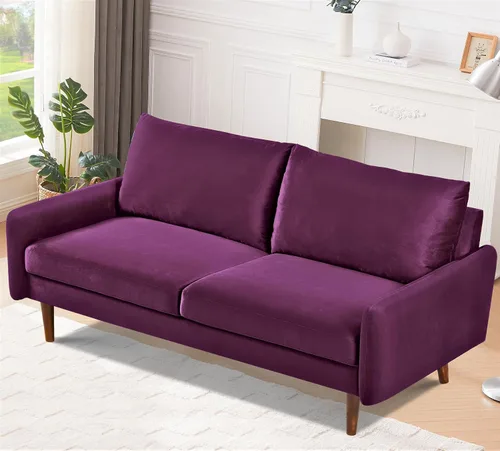 Vista 8 de Container Furniture Direct Kent - Sofá de terciopelo para salas de estar modernas y espacios compactos, cómodo sofá de 3 plazas, muebles de estudio
