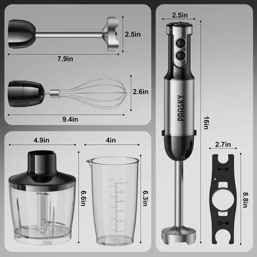 Vista 7 de Immersion Blender Handheld 1200W, 20-speeds Immersion Hand Blenders, Hand Mixer with Mining Beaker,Chopper,Whisk, Frother and Stick Blender Suitable