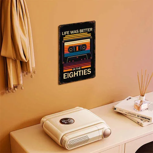 Vista 5 de Retro 80'S Cassette Tape "Life Was Better In The Eighties" Metal Sign Funny Poster Sign 8x12 Inch Vintage Aluminum Metal Tin Signs-For Living