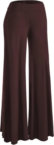Vista 94 de Made By Johnny Pantalones palazzo elásticos de pierna ancha para mujer, lisos, casuales, cómodos