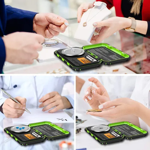 Vista 8 de AMIR Mini báscula digital profesional, báscula de bolsillo de 0.71 oz - 0.00 oz, báscula inteligente electrónica con peso de calibración de 0.71 oz