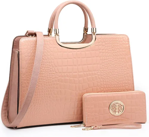 Vista 7 de Bolso de mano para mujer con asa superior, bolso de hombro, bolso tipo tote, cartera con billetera a juego 2-azul cocodrilo