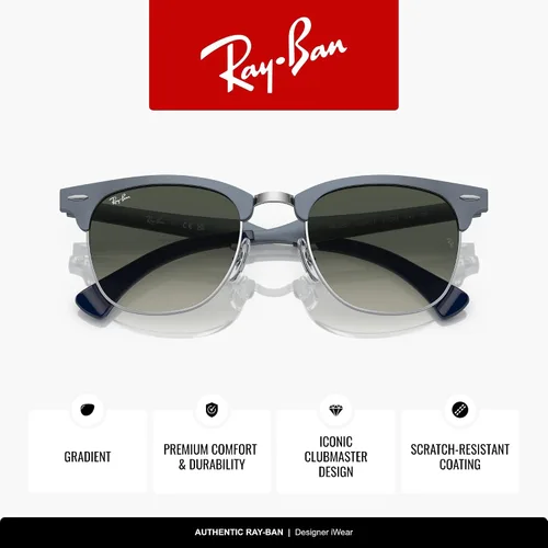 Vista 3 de Ray-Ban RB3507 Clubmaster Gafas de sol cuadradas de aluminio Azul sobre plata/gris