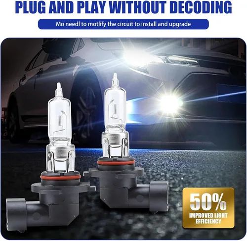 Vista 4 de Pack-2 Bombillas Halógenas para Automóvil 9005, Lámpara de Cuarzo de 55W 12V, Reemplazo de Luz Antiniebla de Haz Bajo/Alto Súper Brillante, Bombilla