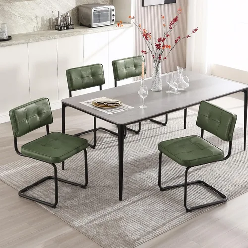 Vista 28 de Zesthouse Juego de 2 sillas de comedor de metal industrial, sillas de cocina tapizadas de cuero sintético con base de metal negro, para cocina