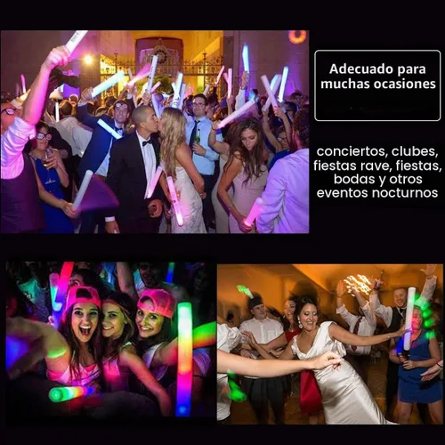 Vista 4 de Varillas Luminosas a Granel - 100 Piezas Varillas de Espuma LED que Brillan en la Oscuridad Suministros de Fiesta con 3 Modos de Efecto