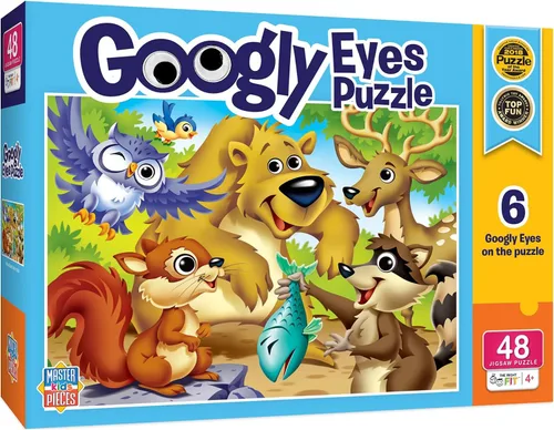 Vista 3 de Holiday - Googly Eyes - Rompecabezas de 48 piezas alrededor del árbol de Navidad