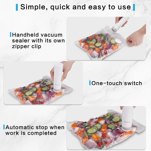 Vista 4 de Sellador al vacío de mano para alimentos, potente máquina selladora al vacío, sellador de comidas, sellador de alimentos portátil