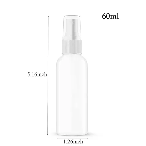 Vista 2 de SEVENHEAD Botella atomizadora de aceite esencial de plástico de 2.0 fl oz, 2 onzas, tres colores, transparente, blanco, ámbar, botella pequeña