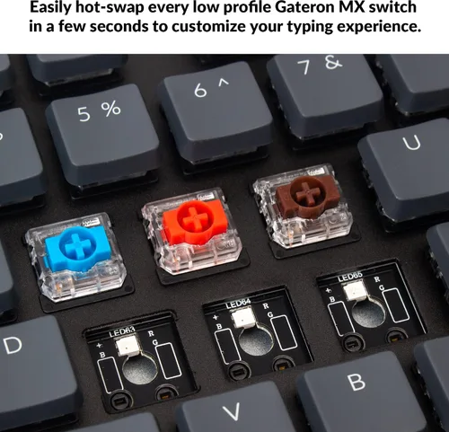 Vista 5 de Keychron K5 SE - Teclado mecánico inalámbrico ultra delgado de tamaño completo con 104 teclas intercambiables en caliente con Bluetoothcable USB
