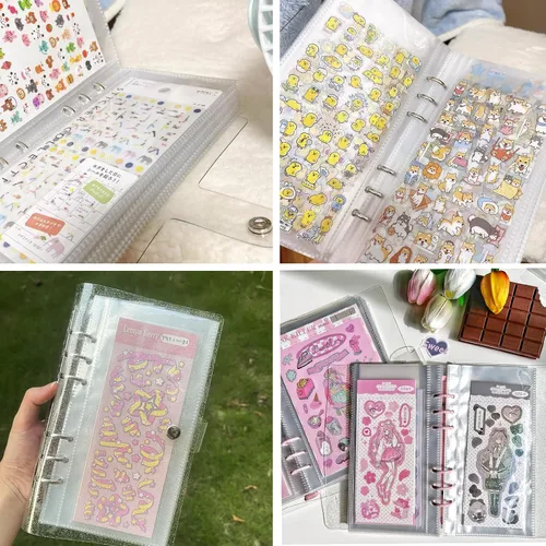 Vista 4 de Carpeta Organizadora de Almacenamiento de Calcomanías Transparentes para Calcomanías Deco Kpop Libro Álbum Coleccionable de Calcomanías A6