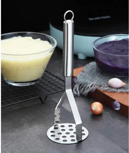 Vista 3 de Berglander - Triturador de patatas de acero inoxidable, resistente metal para papas, triturador de alimentos, triturador de mano, para verduras