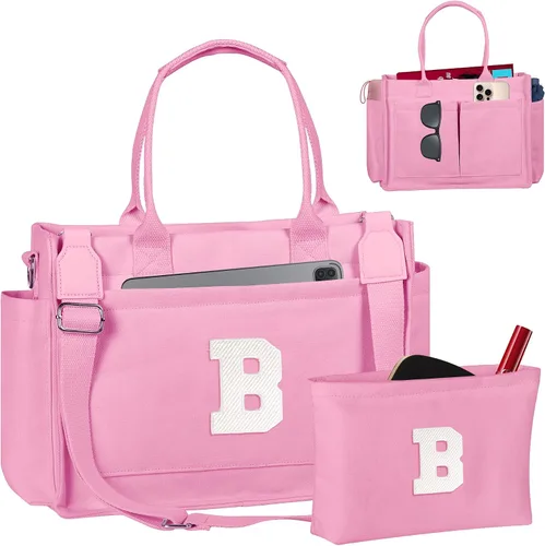 Vista 67 de Easter Basket Stuffers, Initial Tote Bag with Makeup Bag, Birthday Gifts for Women, Teen Girl Gifts Trendy Stuff