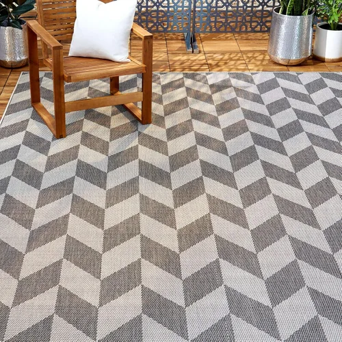 Vista 15 de Nicole Miller New York Patio Country Calla - Alfombra contemporánea de espiga para pasillo de interiores y exteriores, azul/gris, 1 pie y 9 pulgadas