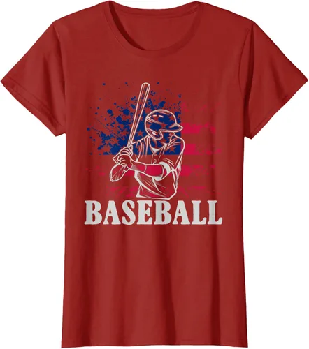 Vista 71 de Camiseta de béisbol deportiva estadounidense con bandera estadounidense, Negro, S